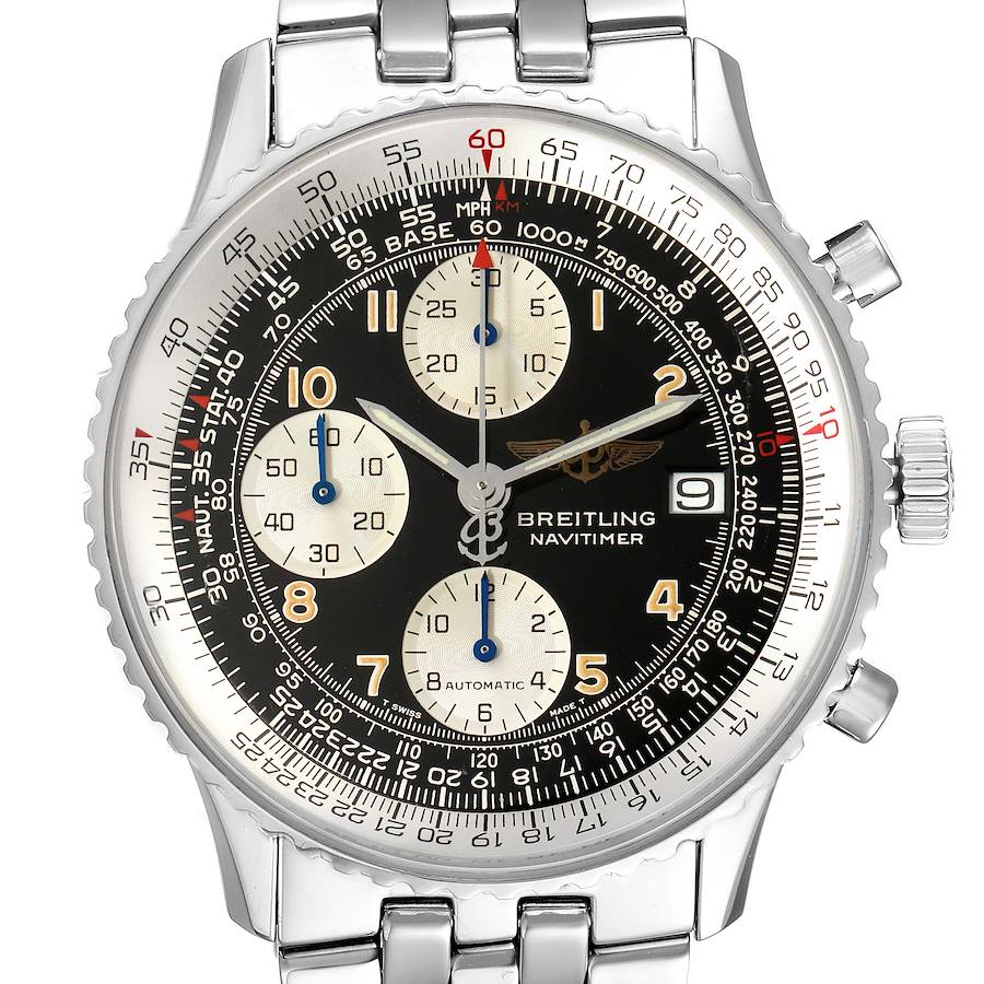 Breitling Navitimer II Black Dial Arabic Numeral Steel Mens Watch A13022 SwissWatchExpo