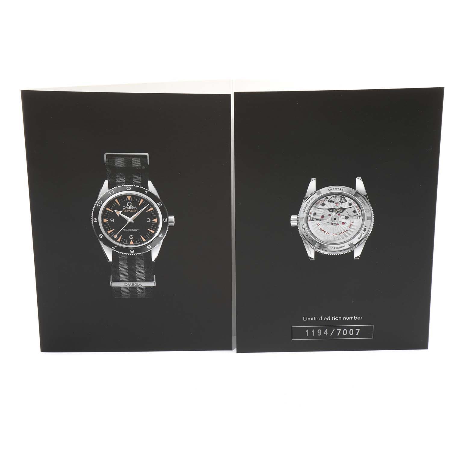 The image shows the Omega Seamaster 233.32.41.21.01.001 Men's Stainless Steel Black Dial 233.32.41.21.01.001 Men's Stainless Steel Black Dial: a front view on the left and a back view with the movement on the right.