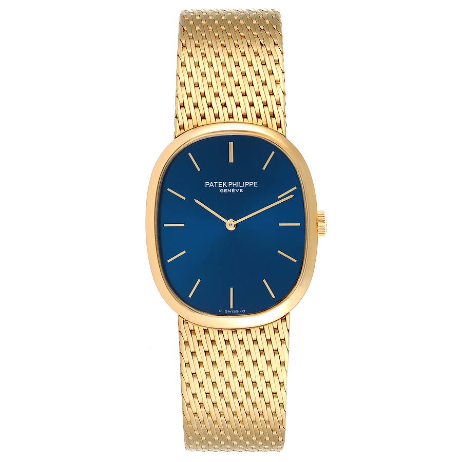 Patek Philippe Golden Ellipse 18k Yellow Gold Blue Dial Watch 3748 ...