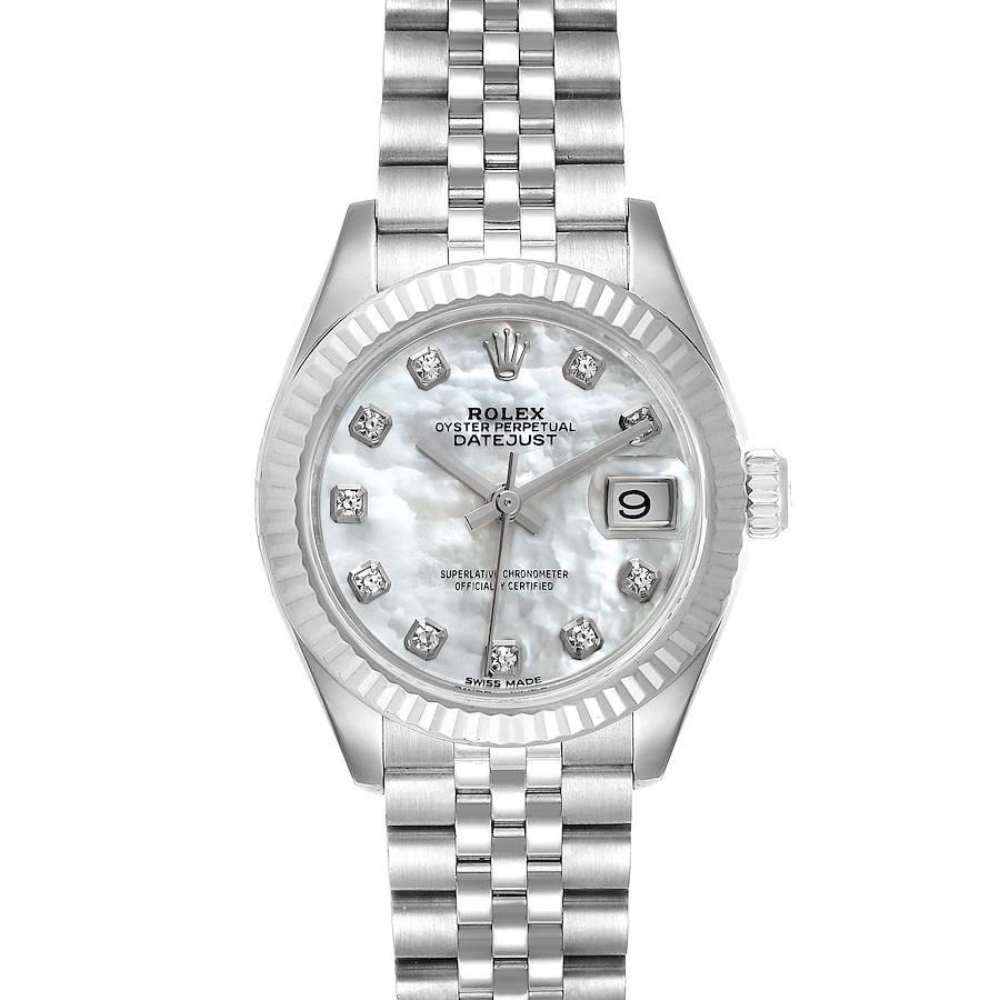 Rolex Datejust 28 Steel White Gold MOP Diamond Ladies Watch 279174 SwissWatchExpo