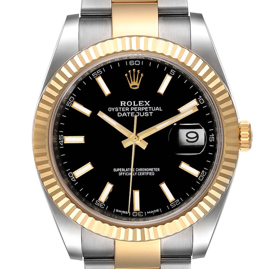 Rolex Datejust 41 Steel Yellow Gold Black Dial Mens Watch 126333 Box Card SwissWatchExpo