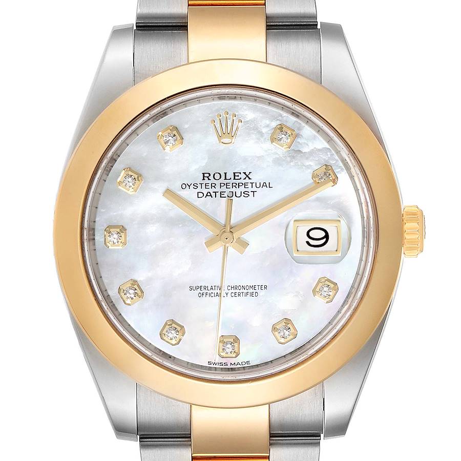 Rolex Datejust 41 Steel Yellow Gold MOP Diamond Mens Watch 126303 Box Card SwissWatchExpo