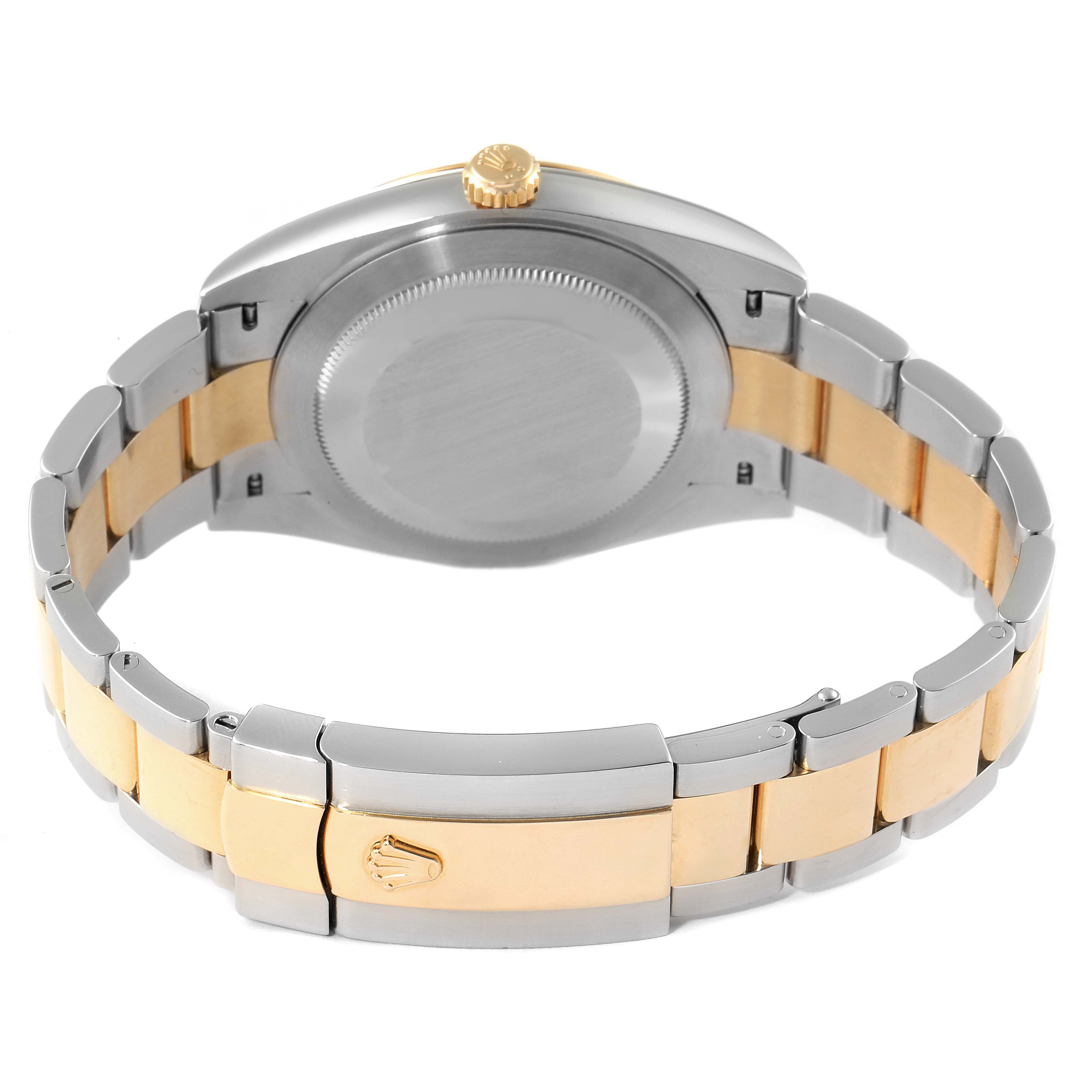 This image shows the back view and bracelet of the Rolex Datejust 41 126303 Men
s Steel and Gold (two tone) Mother of Pearl Dial 126303 Men
s Steel and Gold (two tone) Mother of Pearl Dial model.