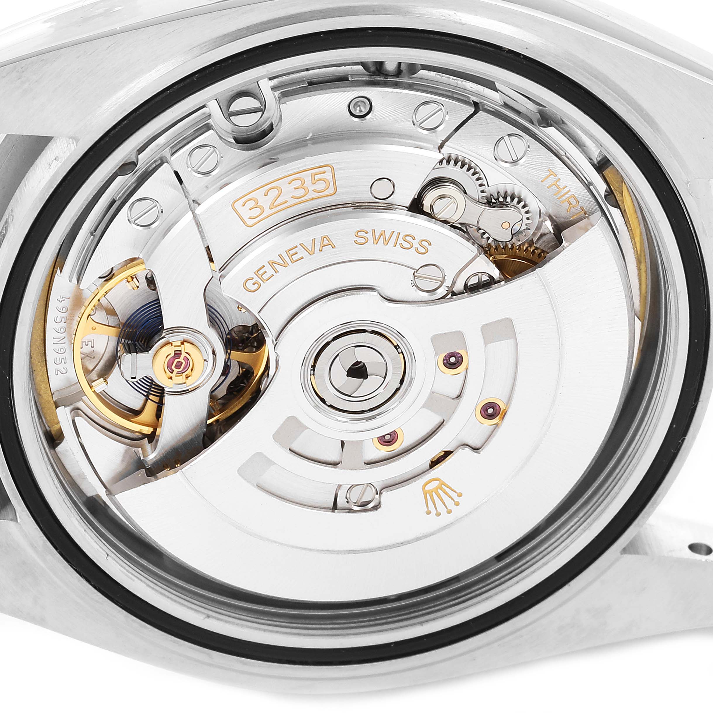 This image shows the internal movement components of the Rolex Datejust 41 126300 Men's Stainless Steel White Dial 126300 Men's Stainless Steel White Dial watch.