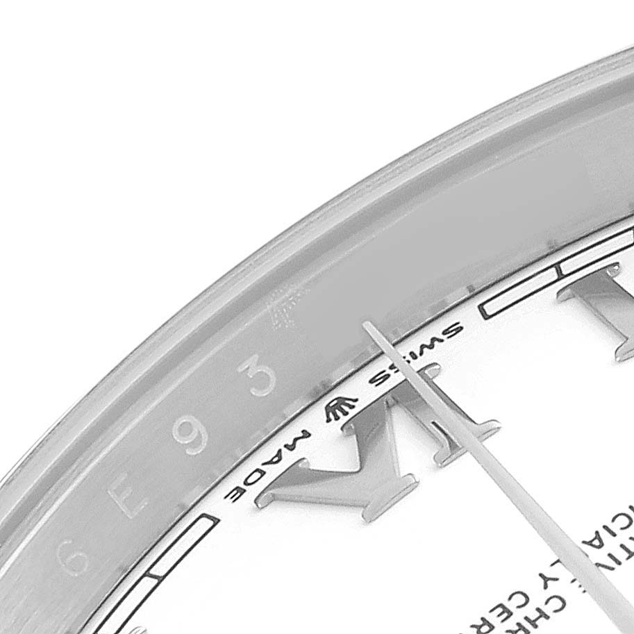This image shows a close-up of the dial and bezel of the Rolex Datejust 41 126300 Men's Stainless Steel White Dial 126300 Men's Stainless Steel White Dial watch, highlighting the "SWISS MADE" marking.