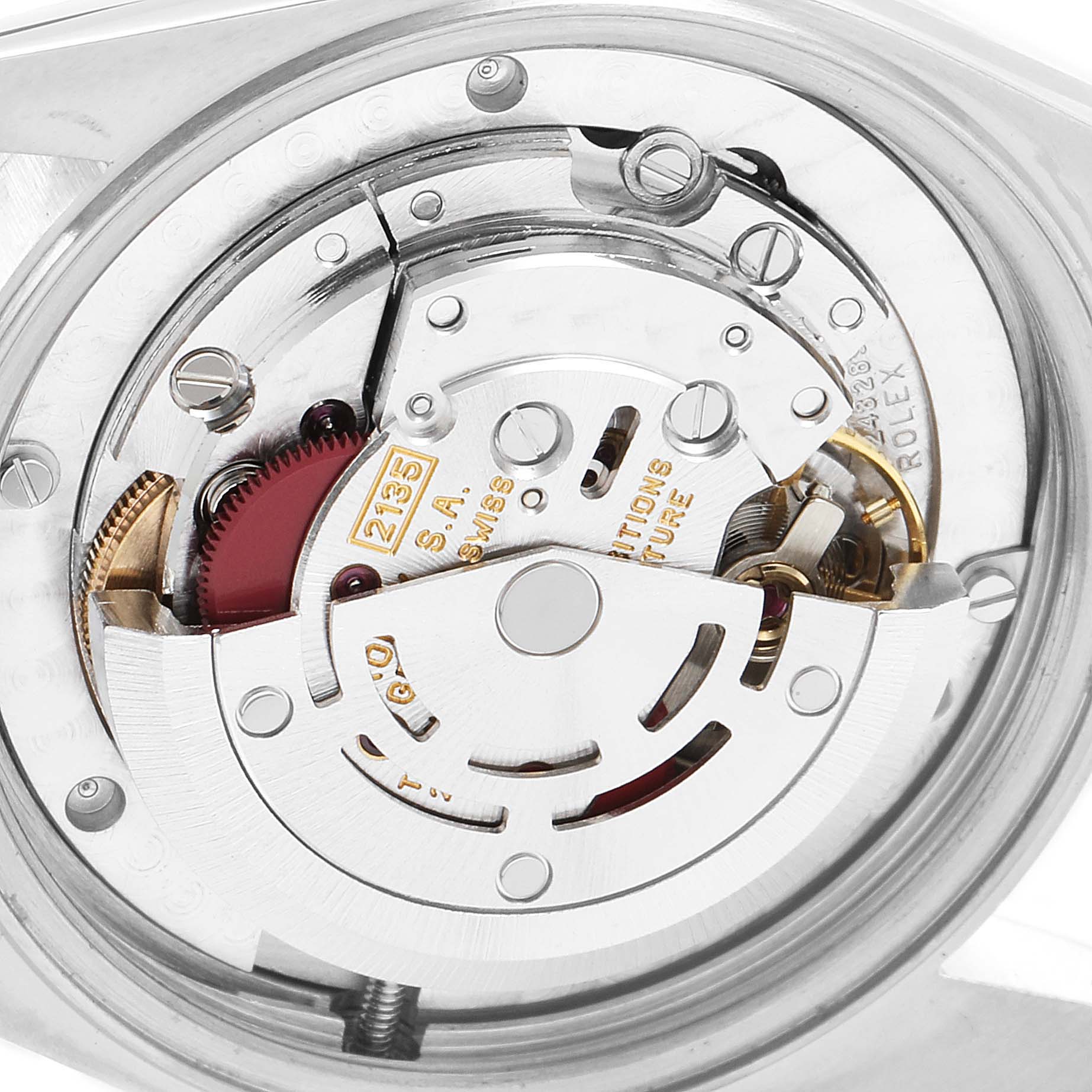 This image shows the internal mechanism from a back view of the Rolex Datejust 68273 Women's Stainless Steel Champagne Dial 68273 Women's Stainless Steel Champagne Dial watch model, highlighting the calibre and rotor.