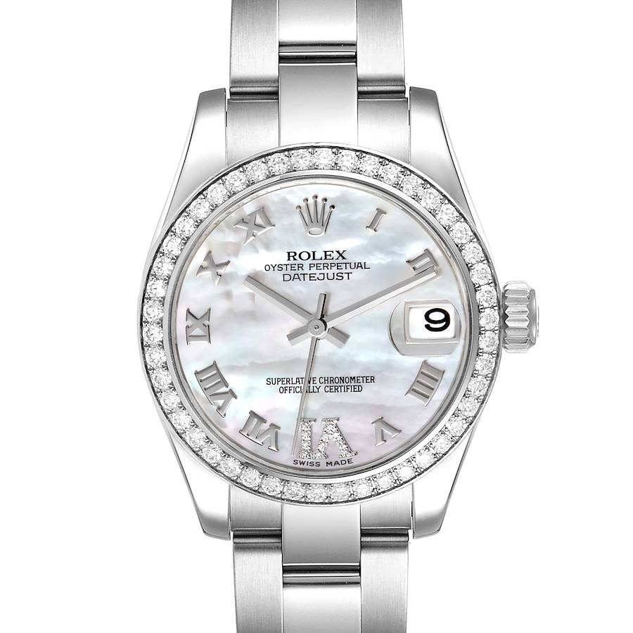 Rolex Datejust Midsize Steel White Gold MOP Diamond Watch 178384 Box Card SwissWatchExpo