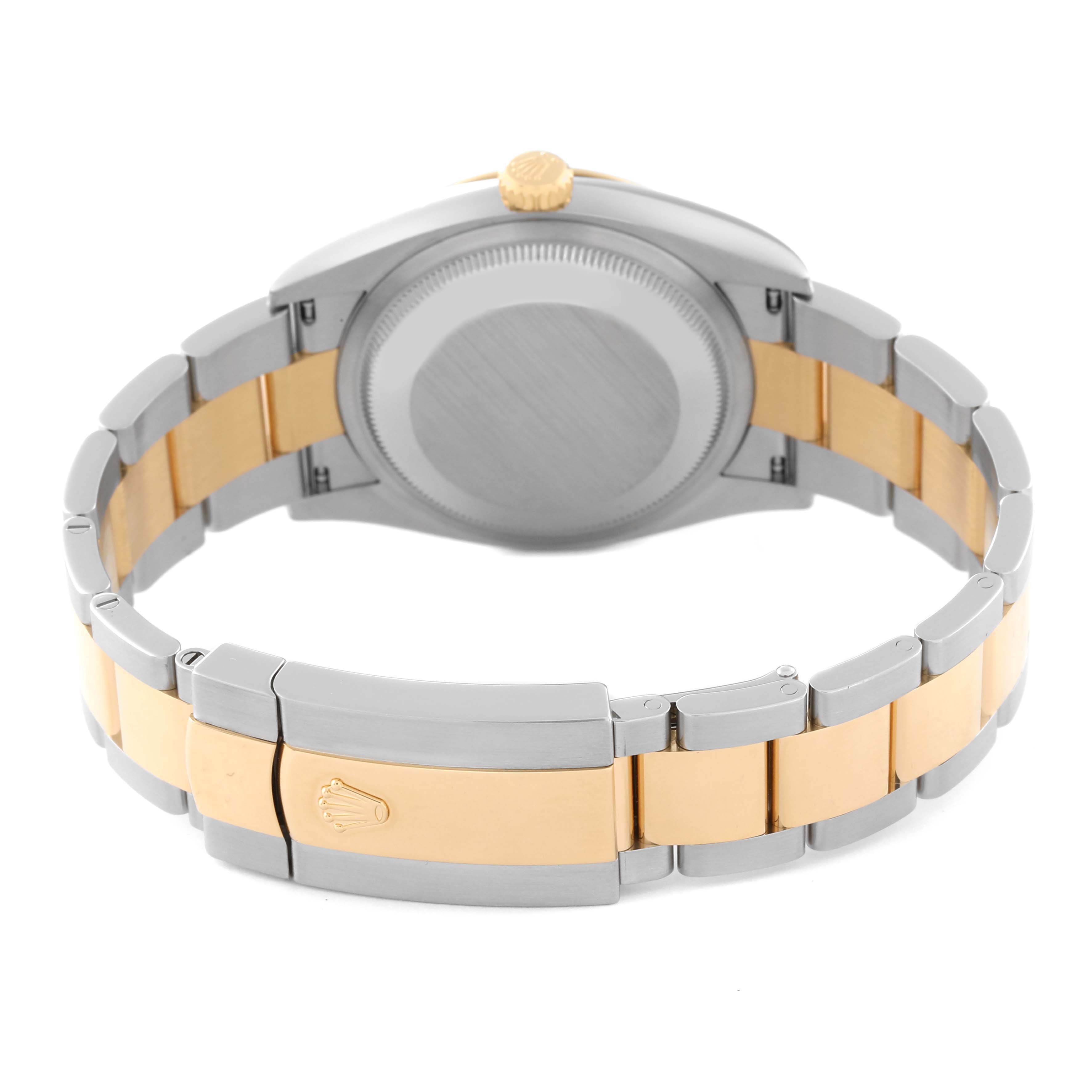 The image shows the back view of a Rolex Datejust 126203 Men's Steel and Gold (two tone) Champagne Dial 126203 Men's Steel and Gold (two tone) Champagne Dial watch, highlighting the two-tone bracelet and case back.