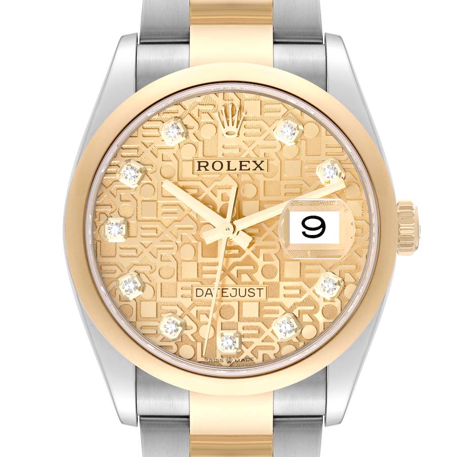 Rolex Datejust Steel Yellow Gold Anniversary Diamond Dial Watch 126203 Box Card SwissWatchExpo