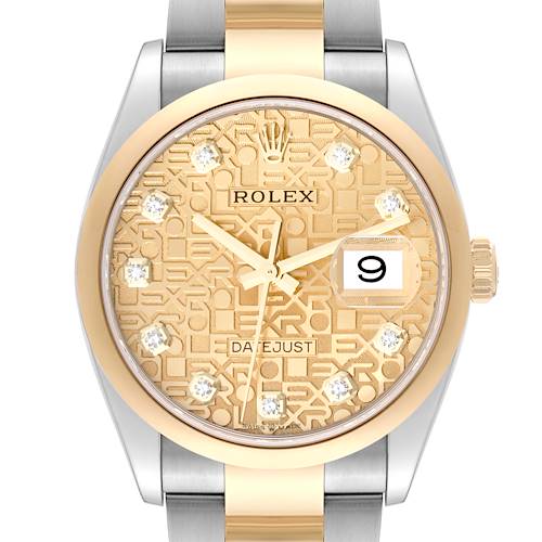 Photo of Rolex Datejust Steel Yellow Gold Anniversary Diamond Dial Watch 126203 Box Card