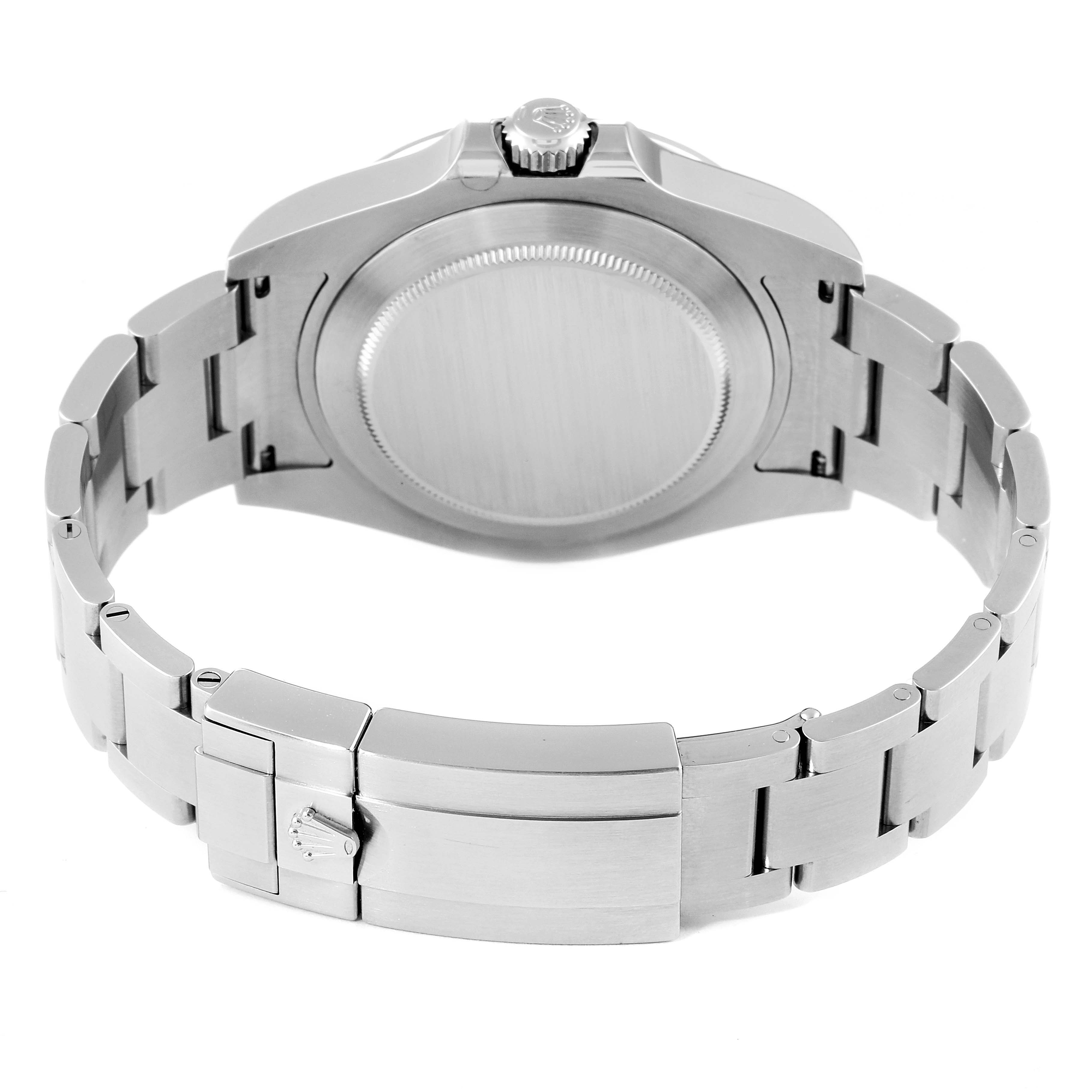 This image shows the back case and bracelet of a Rolex Explorer 216570 Men's Stainless Steel Black Dial 216570 Men's Stainless Steel Black Dial watch.