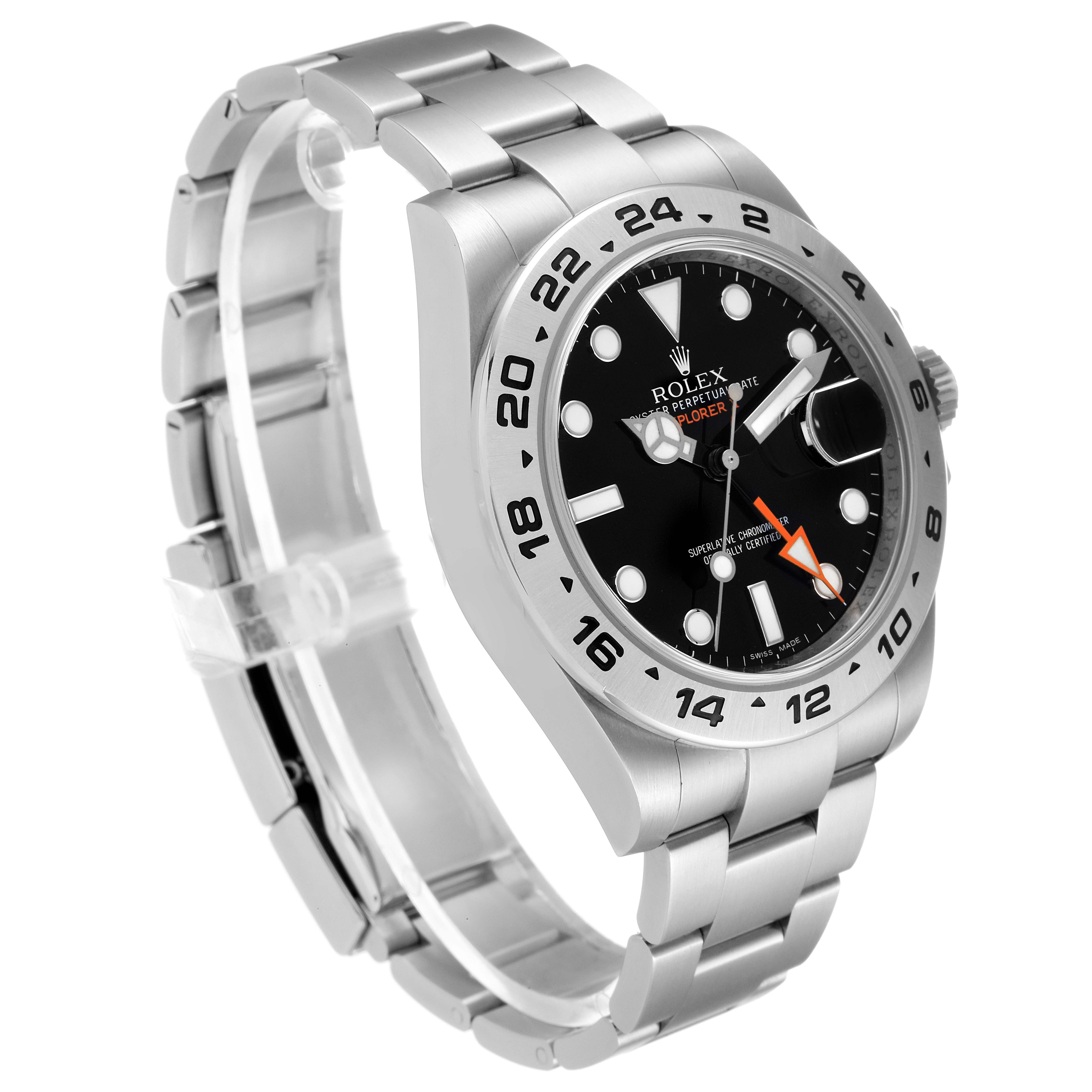 The image shows a Rolex Explorer 216570 Men's Stainless Steel Black Dial 216570 Men's Stainless Steel Black Dial watch at an angle, displaying its bezel, dial, hands, and bracelet.