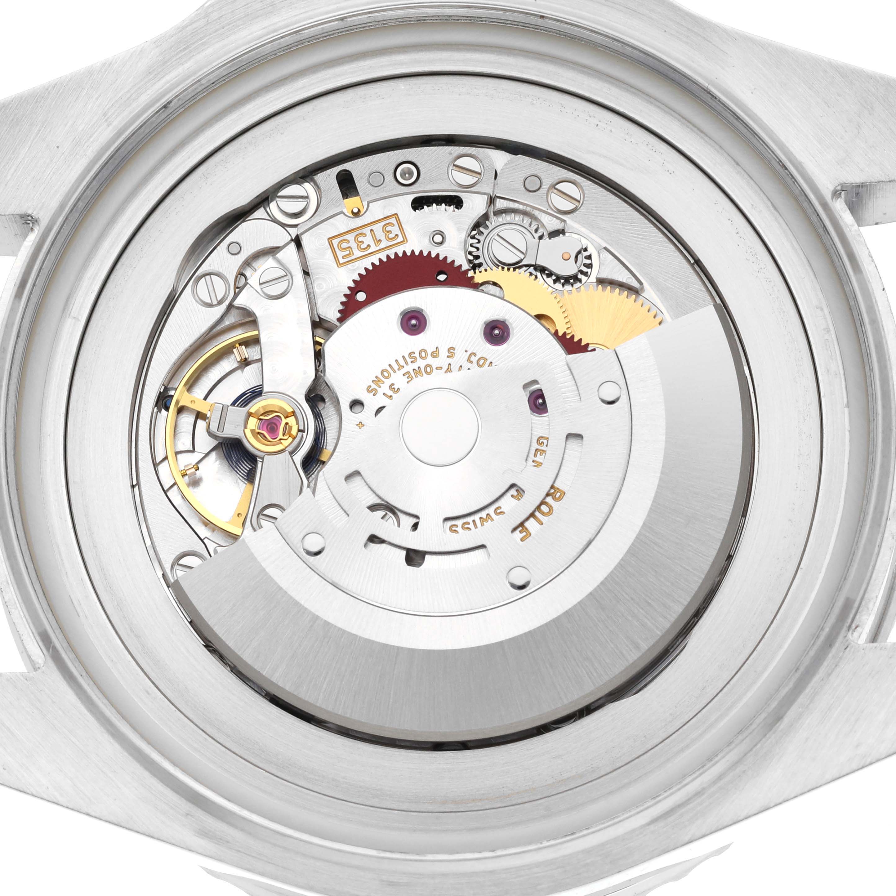 The image shows the intricate internal mechanism of a Rolex Sea-Dweller 116660 Men's Stainless Steel Blue Dial 116660 Men's Stainless Steel Blue Dial watch from a back view.