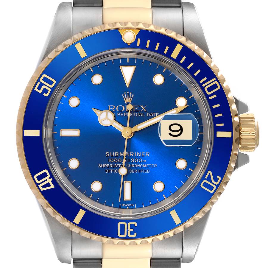 Rolex Submariner Blue Dial Steel Yellow Gold Mens Watch 16613 SwissWatchExpo