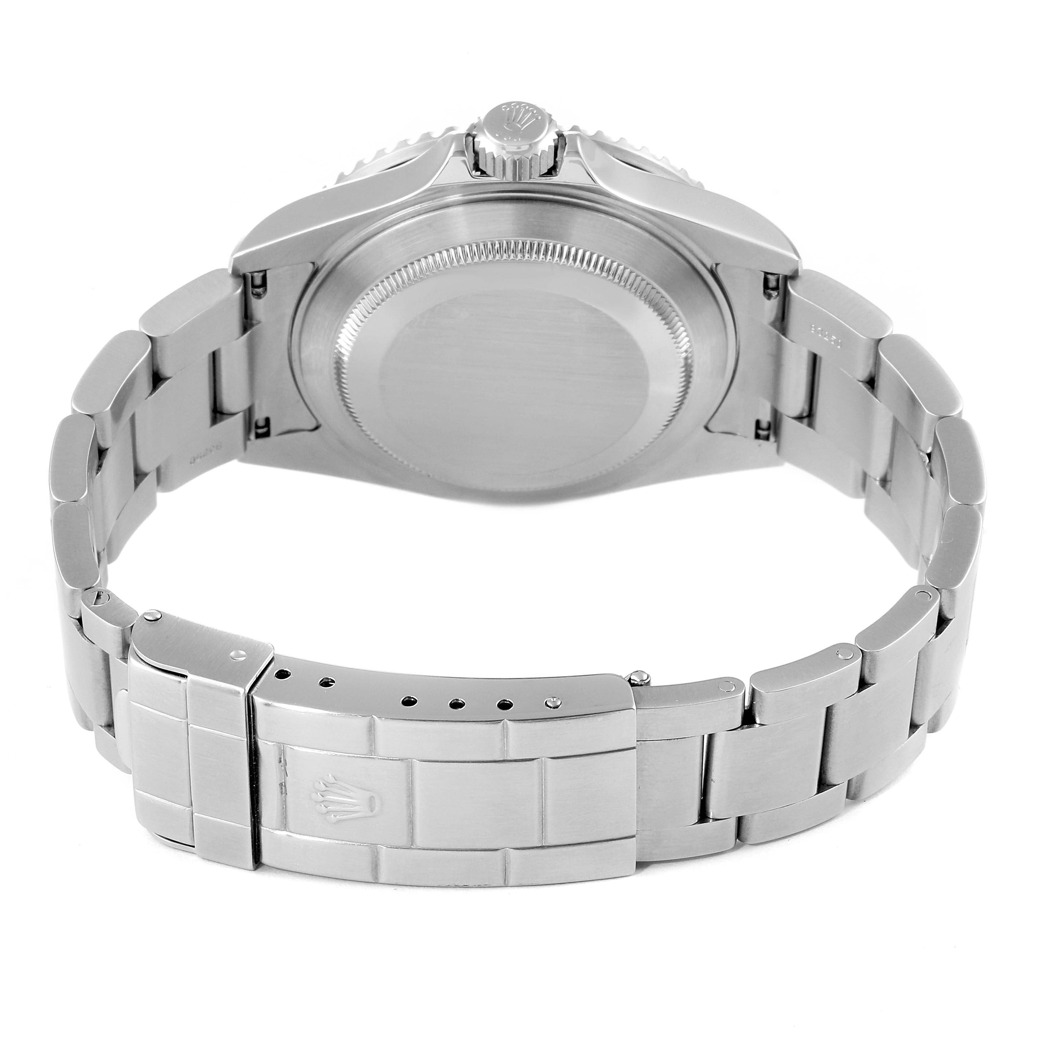 The image shows the case back and bracelet clasp of a Rolex Submariner 16610LV Men
s Stainless Steel Black Dial 16610LV Men
s Stainless Steel Black Dial watch.