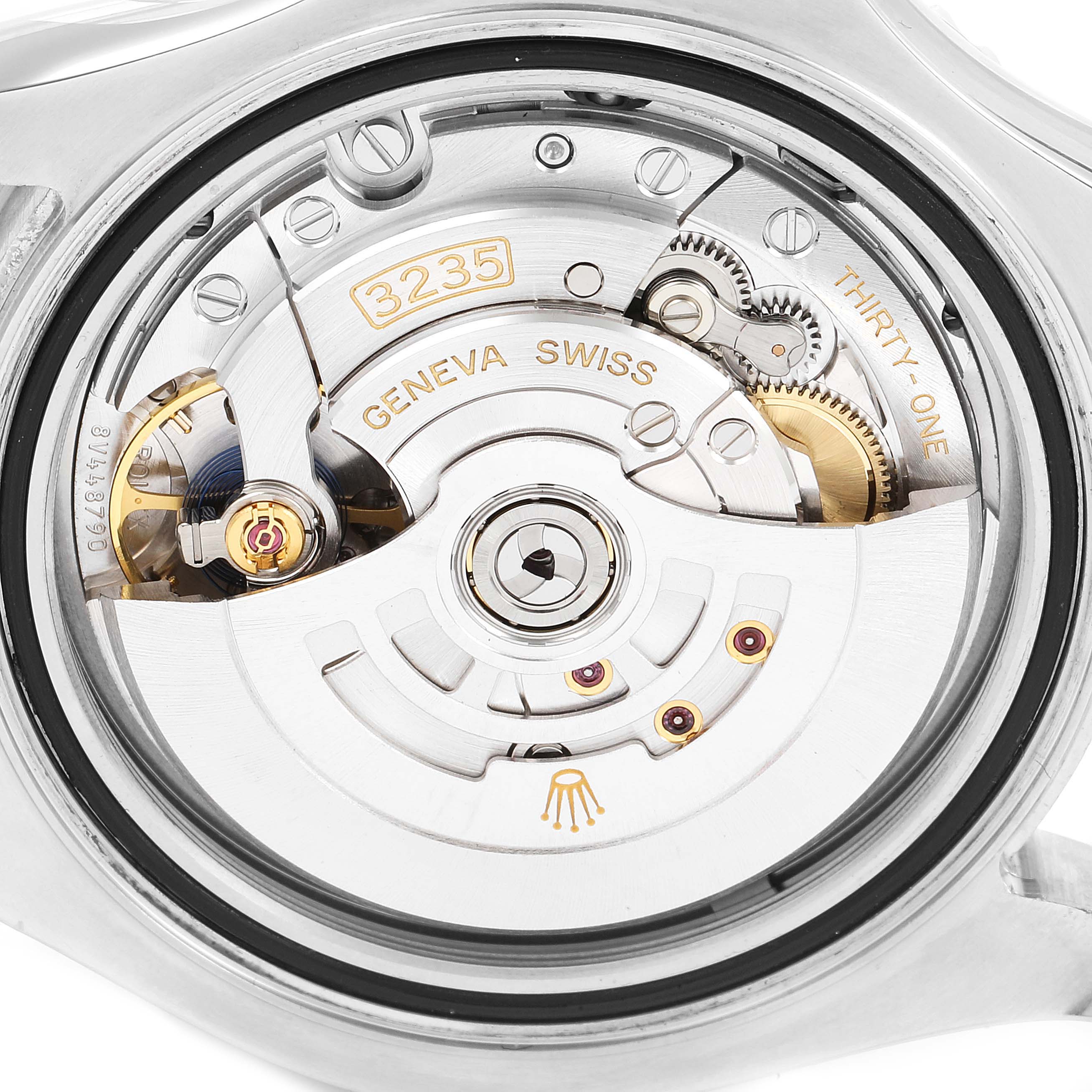 The image shows the inner mechanism (movement) of the Rolex Yacht-Master 126622 Men
s Stainless Steel Grey Dial 126622 Men
s Stainless Steel Grey Dial watch taken from a back view angle.