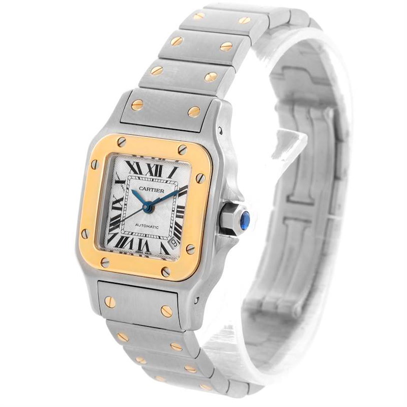 Cartier Santos Small Steel 18K Yellow Gold Date Watch W20057C4 SwissWatchExpo