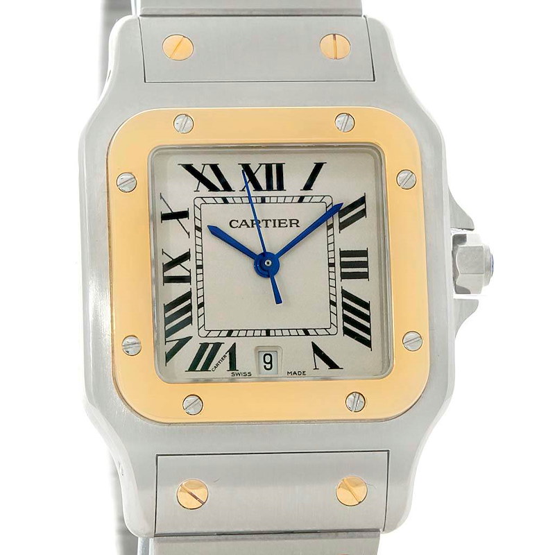Cartier Santos Galbee Large Steel 18K Yellow Gold Quartz Watch W20011C4 SwissWatchExpo