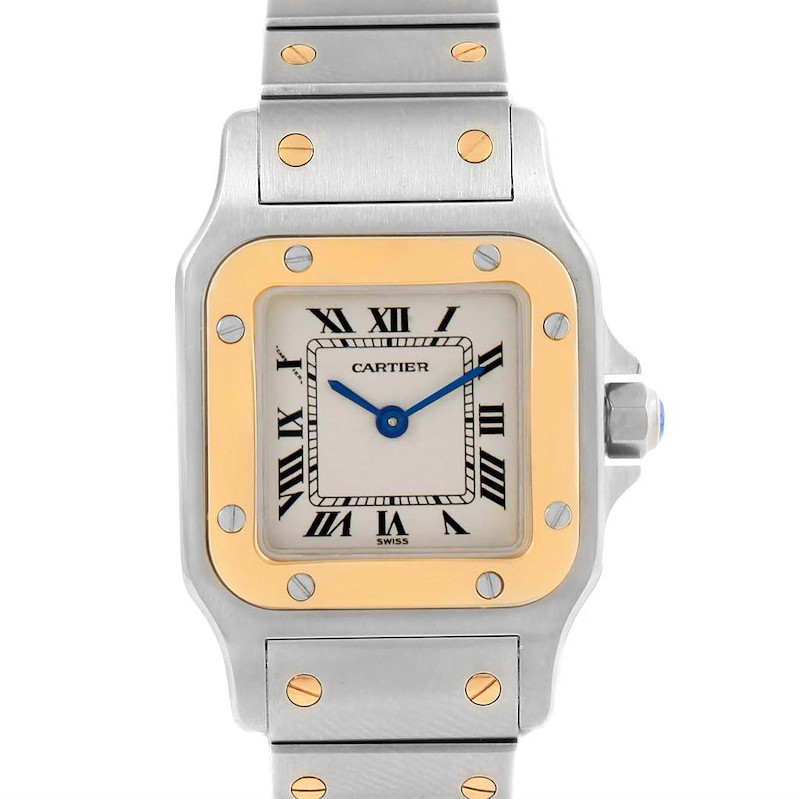 Cartier Santos Galbee Ladies Steel Yellow Gold Quartz Watch 1057930 SwissWatchExpo
