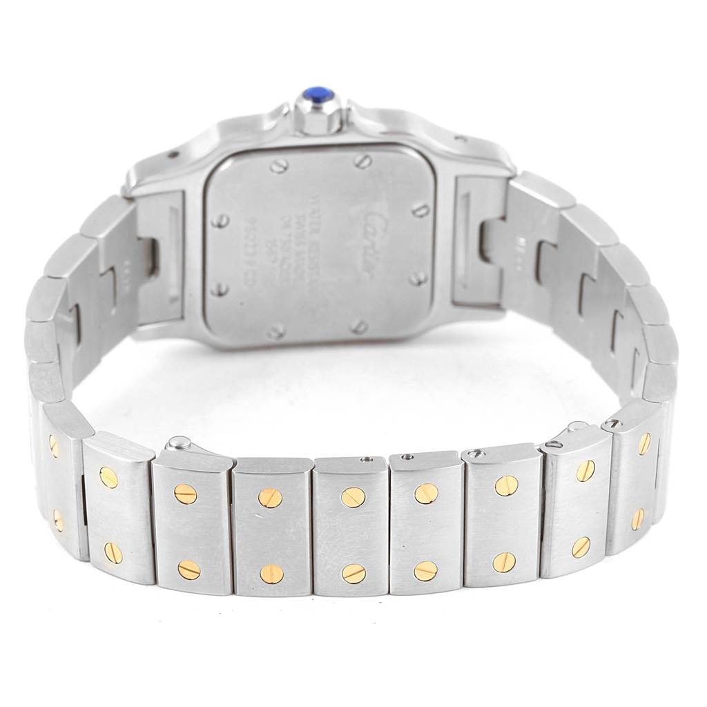This image shows the back and bracelet of a Cartier Santos W20012C4 Women's Stainless Steel Silver Dial W20012C4 Women's Stainless Steel Silver Dial watch.