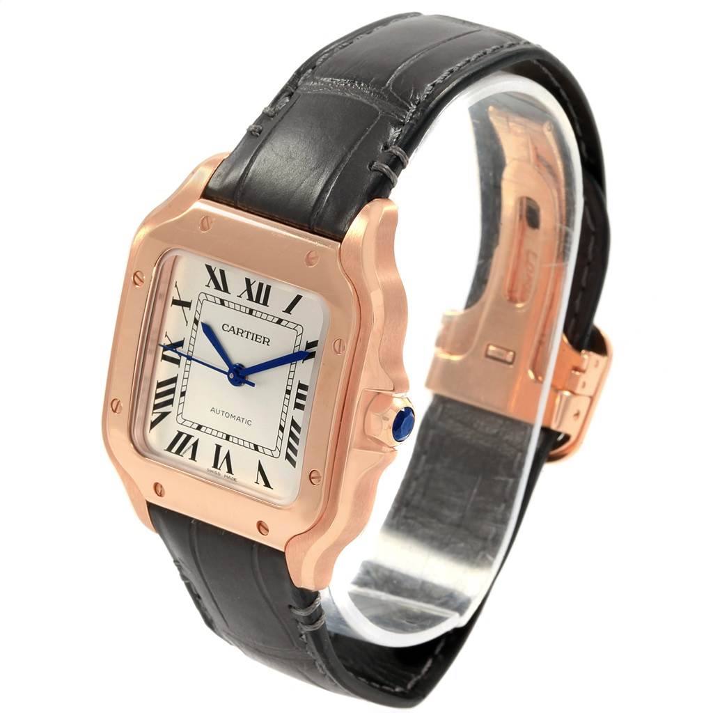 Cartier Santos Midsize Rose Gold Grey Strap Ladies Watch WGSA0012 ...