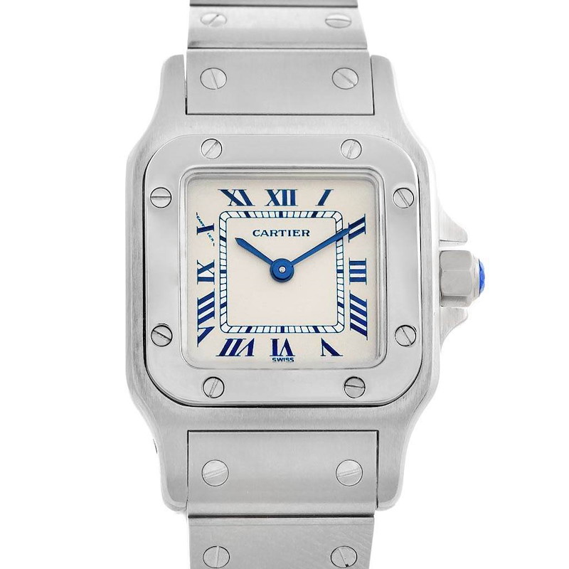 Cartier Santos Galbee Silver Roman Dial Ladies Steel Quartz Watch 1565 SwissWatchExpo