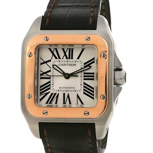 Photo of Cartier Santos 100 Ss 18k Rose Gold Midsize Watch W20107x7