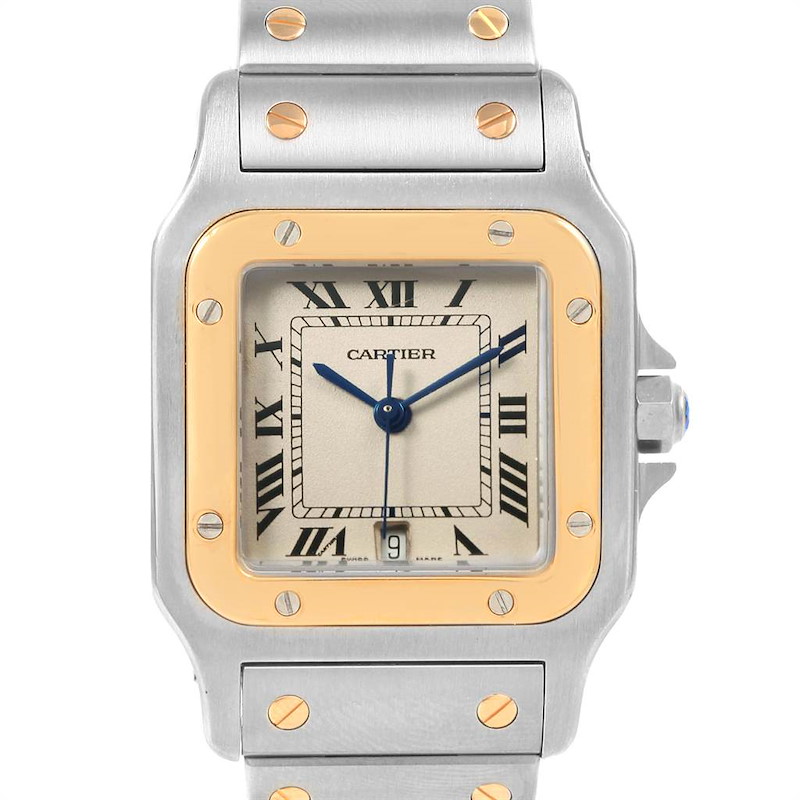 Cartier Santos Galbee Large Steel Yellow Gold Watch W20011C4 Box SwissWatchExpo