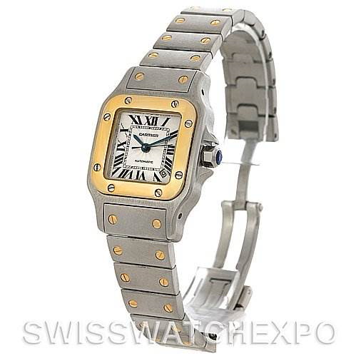 Cartier Santos Galbee Ladies Stainless Steel and 18K Yellow Gold Automatic Watch SwissWatchExpo