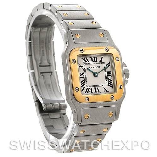 The image shows a Cartier Santos W20012C4 Women
s Stainless Steel Silver Dial W20012C4 Women
s Stainless Steel Silver Dial watch at a slight angle, displaying the front face, bracelet, and side profile.