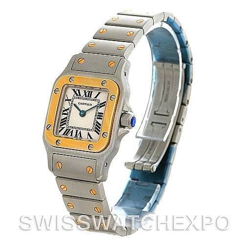 Cartier Santos Ladies Stainless Steel and 18K Yellow Gold Quartz Watch W20012C4 SwissWatchExpo