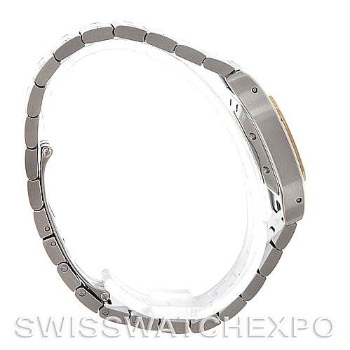 The image shows a side profile of a Cartier Santos W20045C4 Women
s Stainless Steel Silver Dial W20045C4 Women
s Stainless Steel Silver Dial watch, highlighting the bracelet and the side of the case.