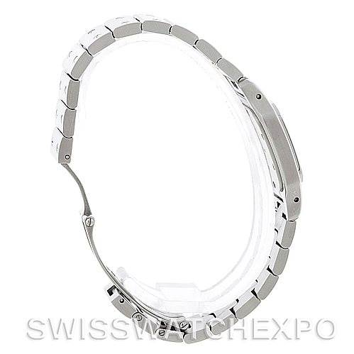 The image shows a Cartier Santos W20056D6 Women
s Stainless Steel Silver Dial W20056D6 Women
s Stainless Steel Silver Dial watch viewed from the side, highlighting the bracelet and case.