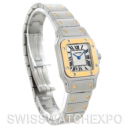 The image shows a Cartier Santos W20012C4 Women
s Stainless Steel Silver Dial W20012C4 Women
s Stainless Steel Silver Dial watch from a front angle with the case, dial, and part of the bracelet visible.