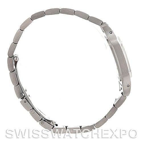 The image shows a Cartier Santos W20056D6 Women
s Stainless Steel Silver Dial W20056D6 Women
s Stainless Steel Silver Dial watch from a side profile, highlighting the bracelet and case.