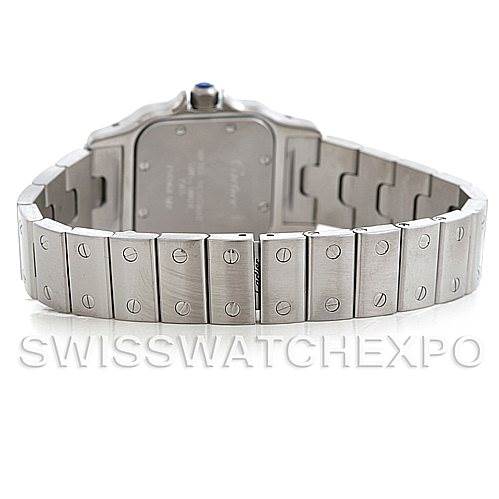 The image shows the back view of the band and case of a Cartier Santos W20056D6 Women
s Stainless Steel Silver Dial W20056D6 Women
s Stainless Steel Silver Dial watch.
