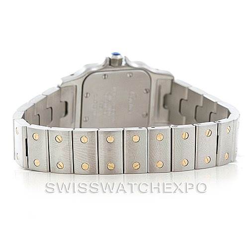 The image shows the back and bracelet of a Cartier Santos W20012C4 Women
s Stainless Steel Silver Dial W20012C4 Women
s Stainless Steel Silver Dial watch at a rear angle.