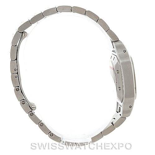 The image shows a side profile of the Cartier Santos W20054D6 Women
s Stainless Steel Silver Dial W20054D6 Women
s Stainless Steel Silver Dial watch, highlighting the bracelet and case.