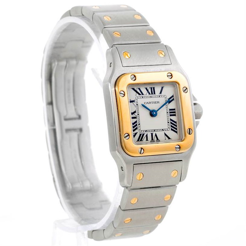 Cartier Santos Galbee Ladies Steel 18K Yellow Gold Watch W20012C4 with 2 extra links installed SwissWatchExpo