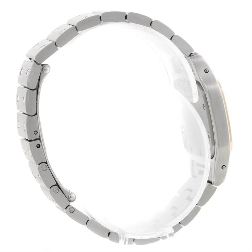 The image shows a side view of the Cartier Santos W20012C4 Women's Stainless Steel Silver Dial W20012C4 Women's Stainless Steel Silver Dial watch, focusing on the bracelet and side of the case.