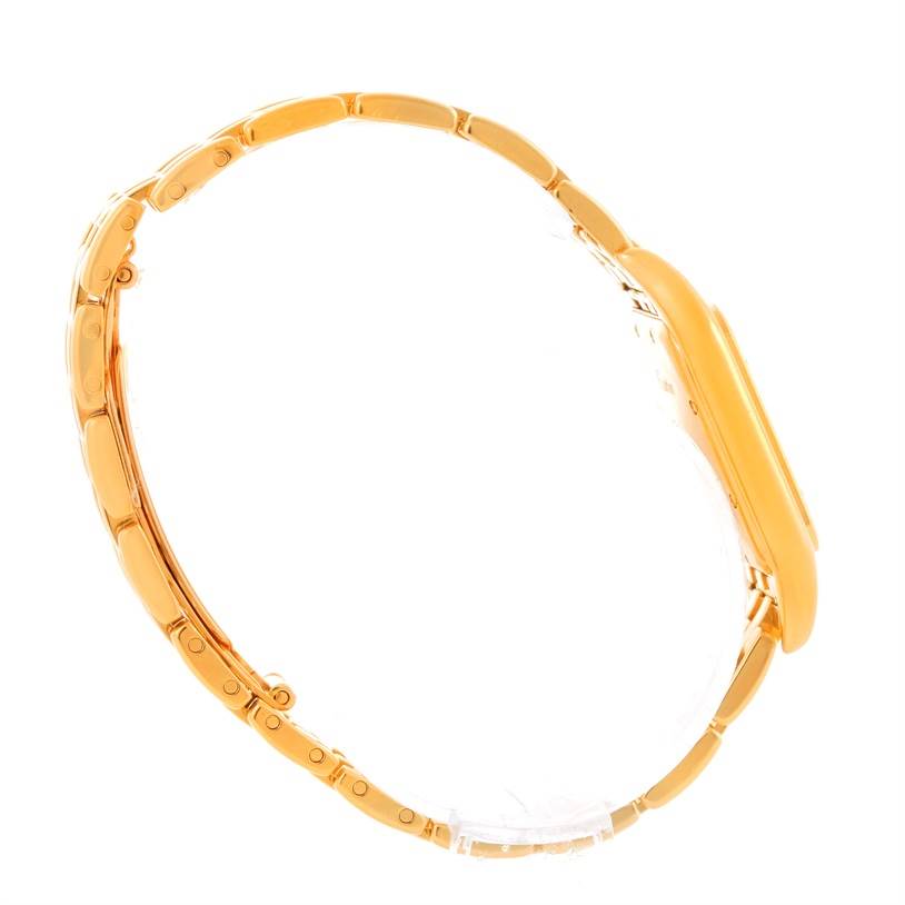 The image shows a side profile view of the Cartier Panthere W25014B9 Yellow Gold Silver Dial W25014B9 Yellow Gold Silver Dial watch, highlighting its bracelet and case.