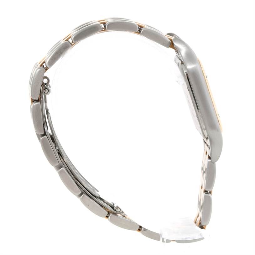 The image shows a side view of the Panthere model by Cartier, highlighting the bracelet and case.