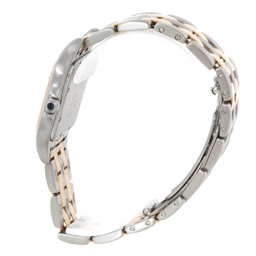 This image shows a side view of the case and band of a Panthere model by Cartier.