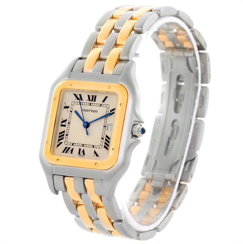 Cartier Panthere Jumbo Steel 18K Yellow Gold Two Row Watch SwissWatchExpo