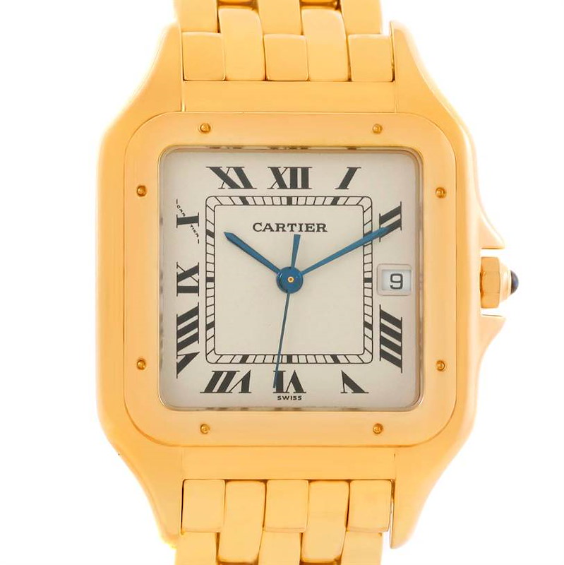 Cartier Panthere XL 18K Yellow Gold Date Quartz Watch W25014B9 SwissWatchExpo