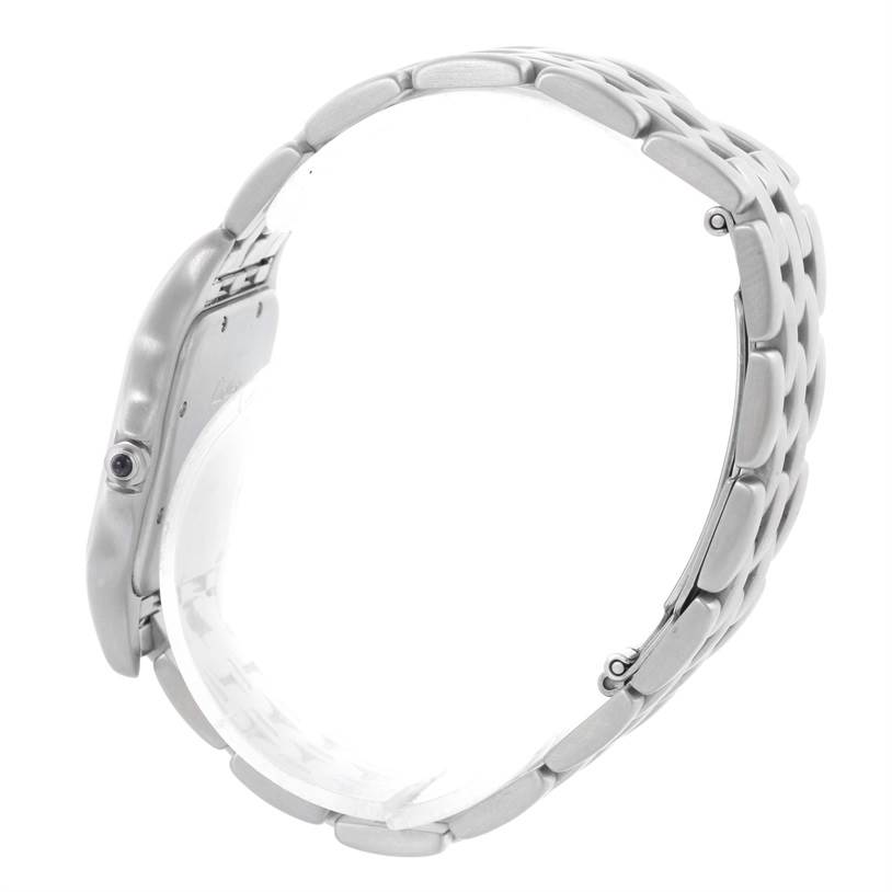 The image shows the side profile and a portion of the bracelet of a Cartier Panthere W25032P5 Men
s Stainless Steel Silver Dial W25032P5 Men
s Stainless Steel Silver Dial watch.