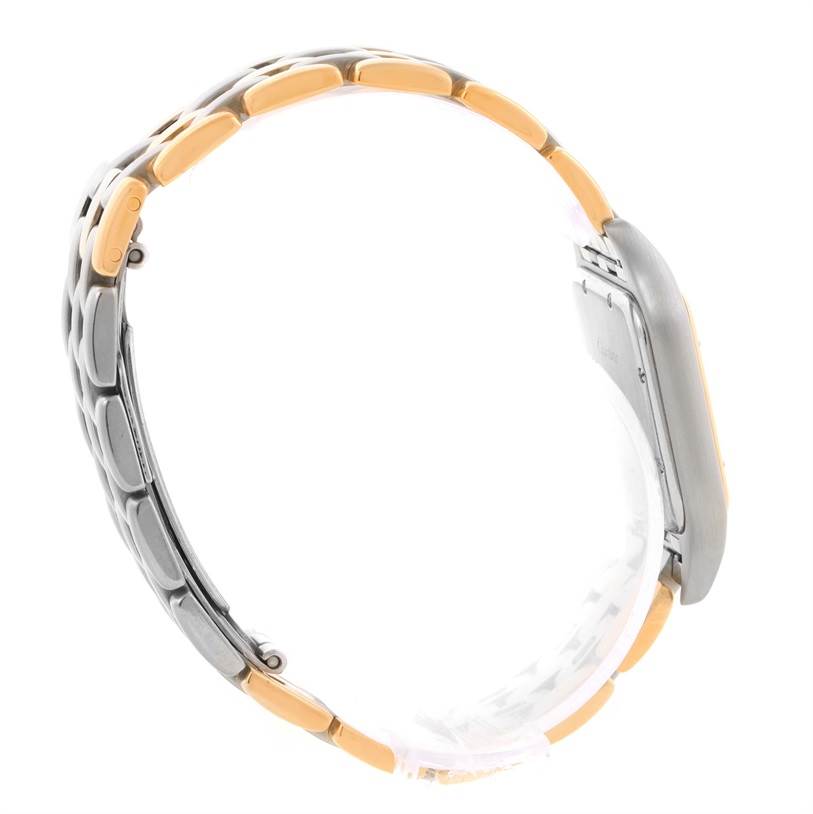 The image shows a side view of the Cartier Panthère watch, highlighting its bracelet and case.