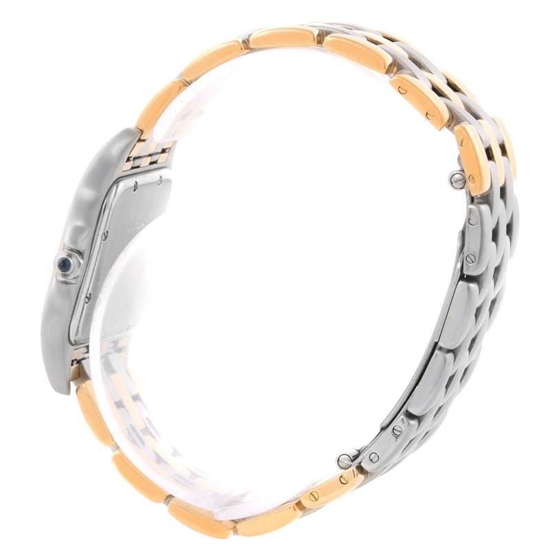 The image shows a side view of the Cartier Panthere W25028B8 Steel and Gold (two tone) Silver Dial W25028B8 Steel and Gold (two tone) Silver Dial watch, highlighting its two-tone metal band and case side.