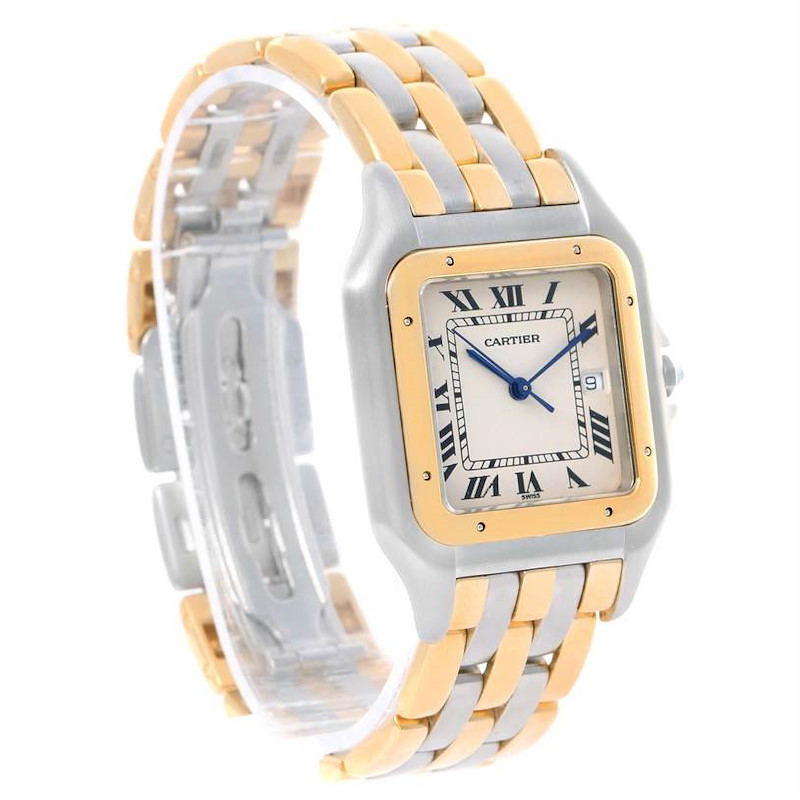Cartier Panthere Jumbo Steel 18K Yellow Gold Three Row Watch SwissWatchExpo