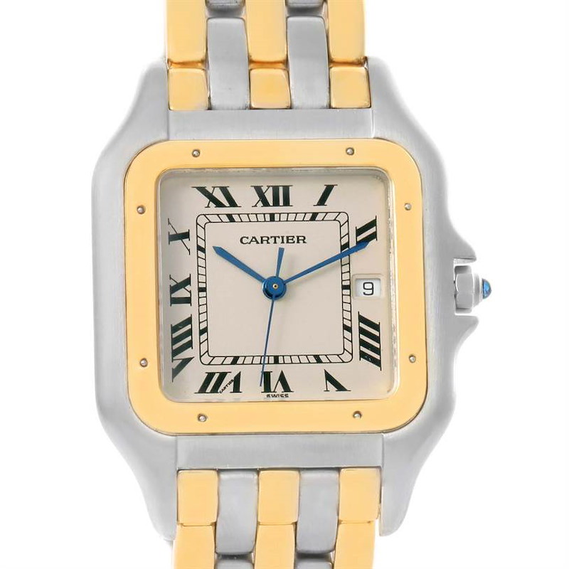 Cartier Panthere Jumbo Steel 18K Yellow Gold Three Row Unisex Watch SwissWatchExpo